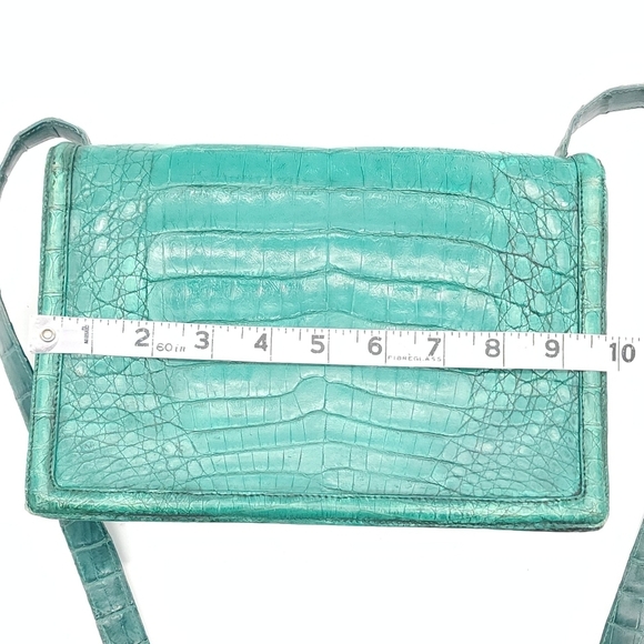 Nancy Gonzalez Green Crocodile Flap Crossbody Luxury Shoulder Bag Purse - Picture 11 of 15